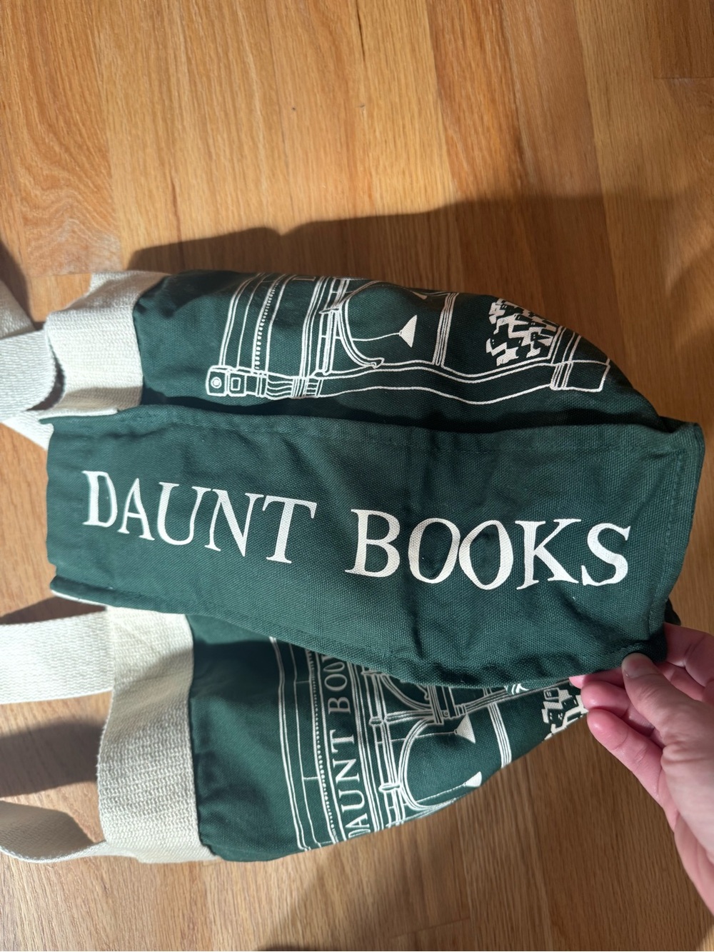 Daunt Books Green Canvas Tote with White Handles - Picture 2 of 7